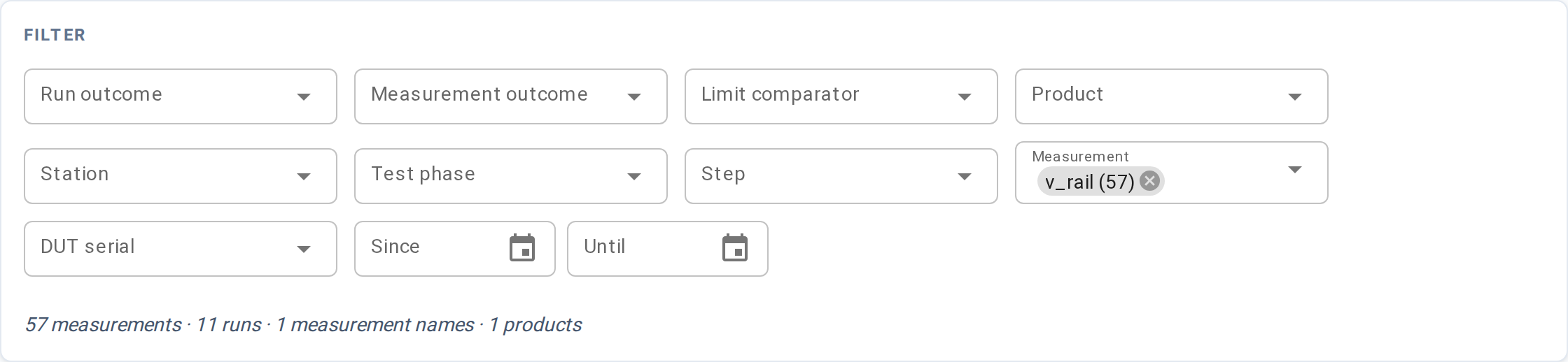 Measurements — filter facets