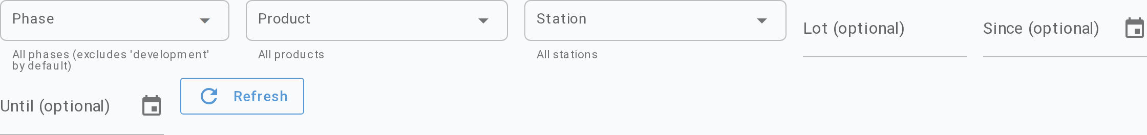 Metrics — filter bar