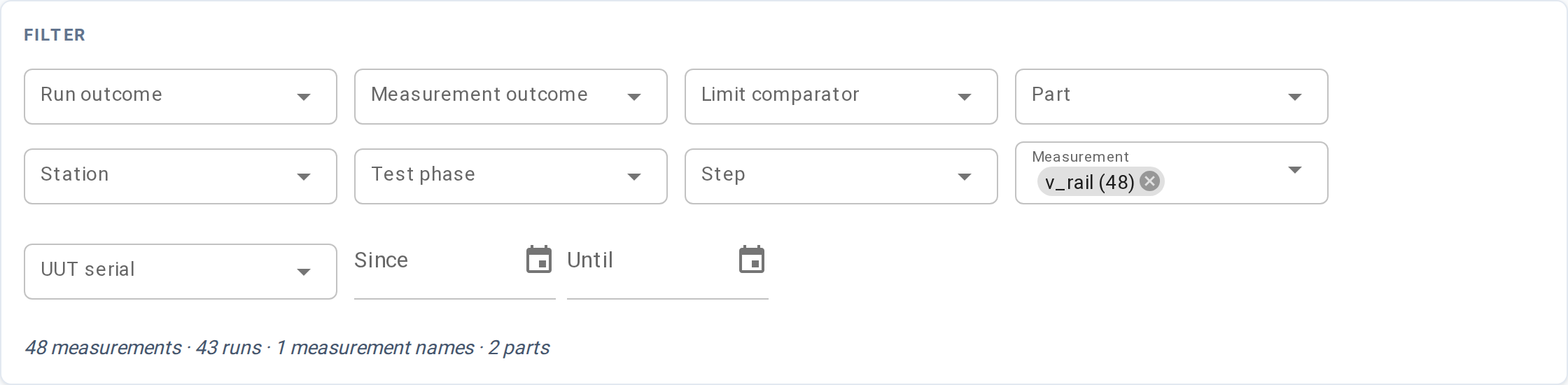 Measurements — filter facets